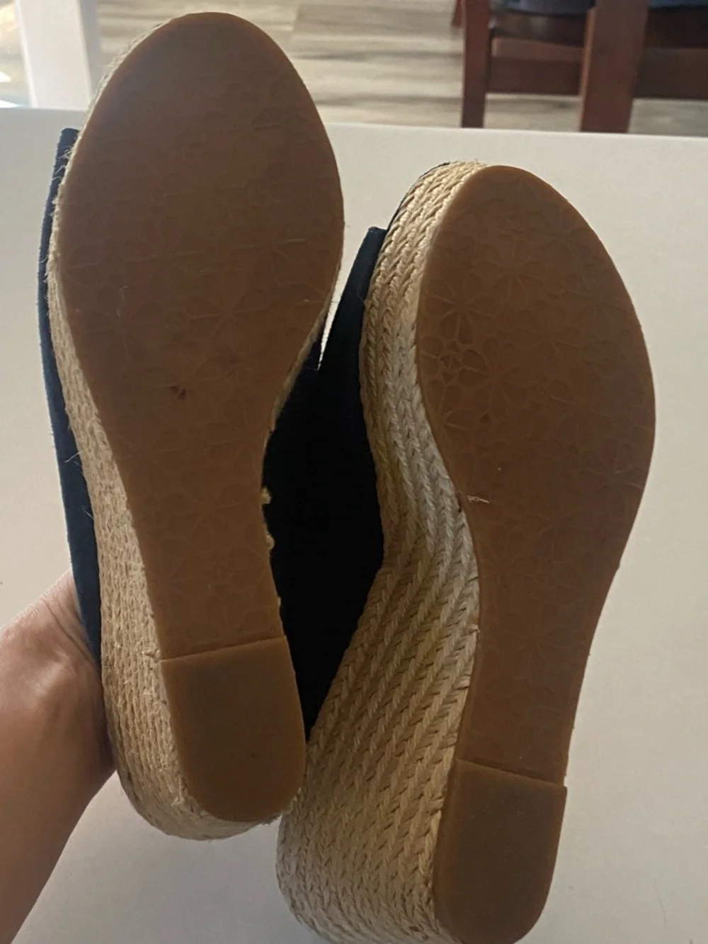 KATE SPADE THEA WEDGE ESPADRILLE SANDAL HEEL SUEDE NAVY WOMENS SZ 8